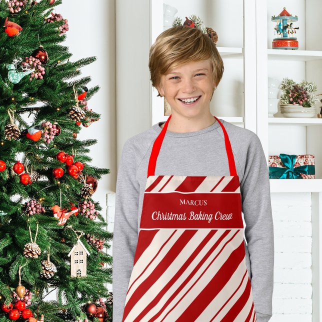 Christmas Baking Crew Candy Cane Monogram Apron (Creator Uploaded)