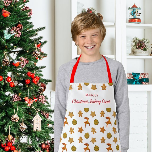 Christmas Baking Crew Gingerbread Cookies Monogram Apron (Creator Uploaded)
