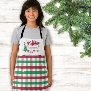 Christmas Baking Crew Name Plaid Matching Family Apron