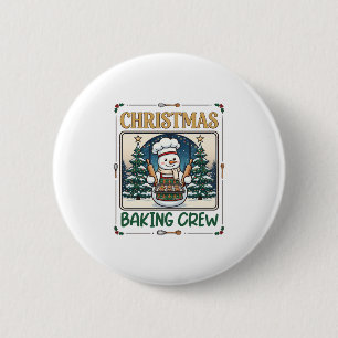 Christmas Baking Crew Snowman Chef Gingerbread Coo 6 Cm Round Badge
