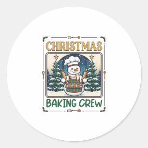 Christmas Baking Crew Snowman Chef Gingerbread Coo Classic Round Sticker
