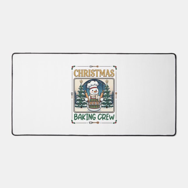 Christmas Baking Crew Snowman Chef Gingerbread Coo Desk Mat (Front)