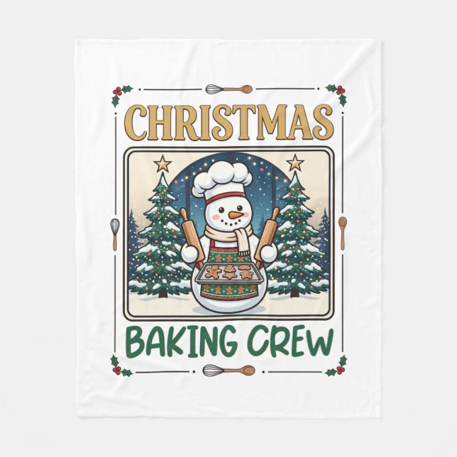 Christmas Baking Crew Snowman Chef Gingerbread Coo Fleece Blanket (Front)