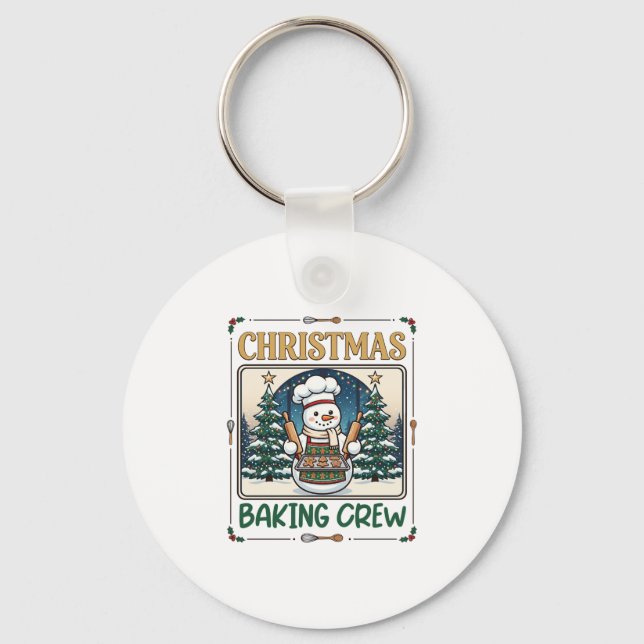 Christmas Baking Crew Snowman Chef Gingerbread Coo Key Ring (Front)