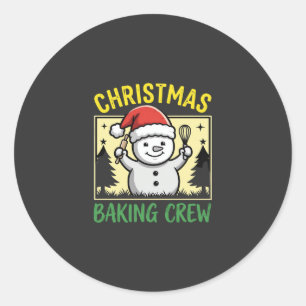 Christmas Baking Crew Snowman Holiday Classic Round Sticker