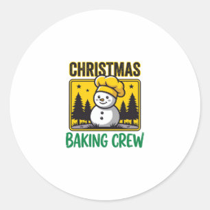 Christmas Baking Crew Snowman Holiday Design Classic Round Sticker