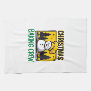 Christmas Baking Crew Snowman Holiday Design Tea Towel