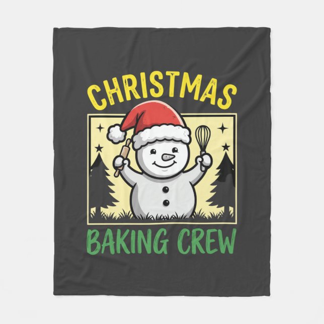Christmas Baking Crew Snowman Holiday Fleece Blanket (Front)