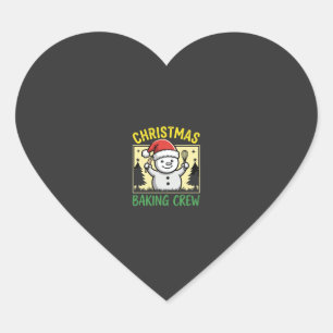 Christmas Baking Crew Snowman Holiday Heart Sticker