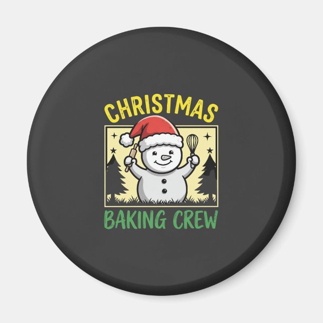 Christmas Baking Crew Snowman Holiday Magnet (Front)