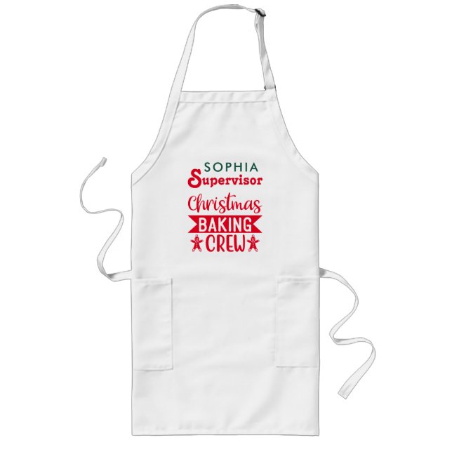 Christmas Baking Crew Supervisor Personalised Long Apron (Front)