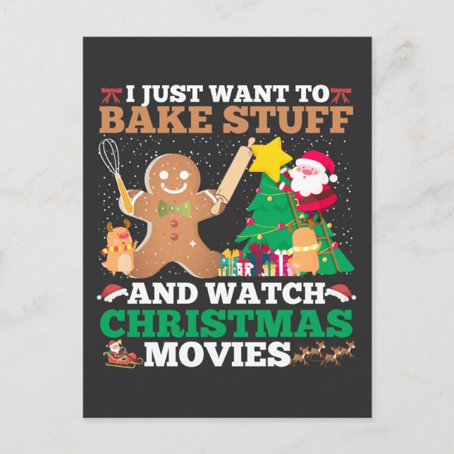 Christmas Baking Movies Santa Cookie Gingerbread Postcard (Front)