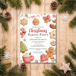 Christmas Baking Party Watercolor Cookie Holiday Invitation