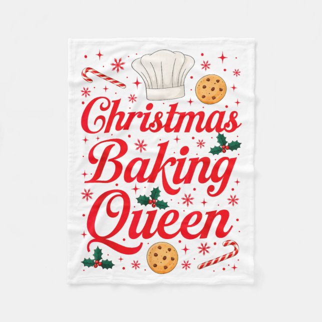 Christmas Baking Queen Funny Xmas Cookie Lover Wom Fleece Blanket (Front)