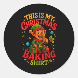 Christmas Baking Shirt Cute Elf Gingerbread Pastry Classic Round Sticker