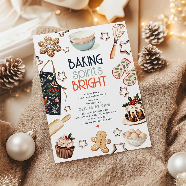 Christmas Baking Spirits Bright Party Invitation (Creator Uploaded)