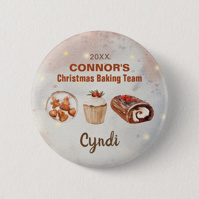 Christmas Baking Team Personalised Button (Front)
