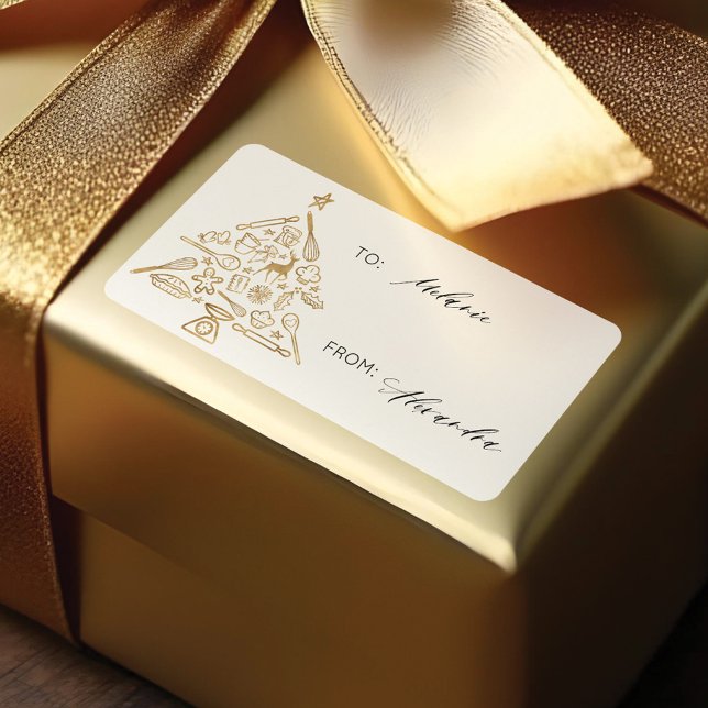 Christmas Baking Tree Gold To & From Holiday (Christmas Baking Tree Gold To & From Holiday Label)
