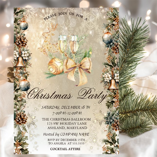 Christmas Ball,Bells Pinecones,Reindeer,Glass  Invitation (Creator Uploaded)
