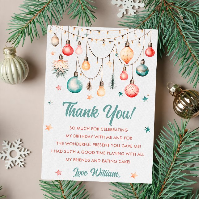 Christmas Ball Birthday Party Thank You Card (Creator Uploaded)