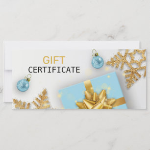 Christmas Ball Blue Gift Gold Snowflakes Gift Card