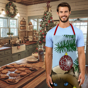 Christmas Ball Cat Apron