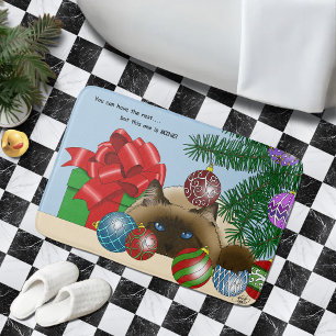Christmas Ball Cat Bath Mat