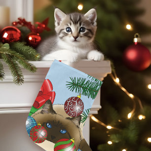 Christmas Ball Cat Large Christmas Stocking