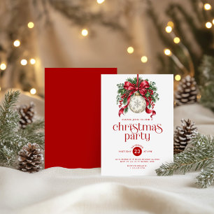 Christmas Ball & Holly Decoration Party Invitation