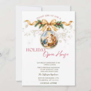 Christmas Ball Nativity Stars Open House Invitation