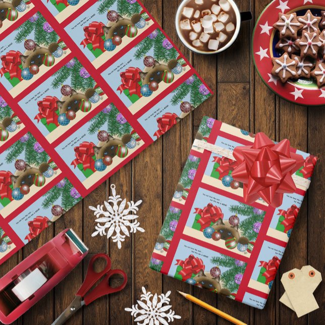 Christmas Ball Ornament Cat Wrapping Paper (Creator Uploaded)