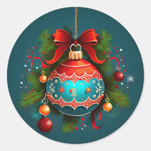 Christmas Ball Ornament Classic Round Sticker