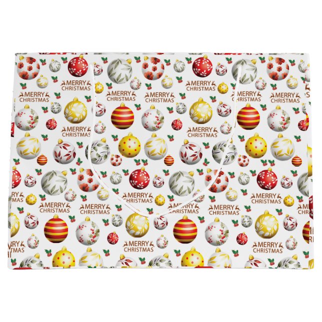 Christmas-Ball-Ornament Pattern  Large Gift Bag (Front)