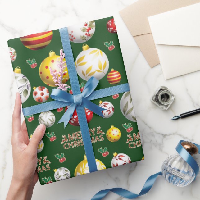Christmas-Ball-Ornament Pattern Wrapping Paper (Gifting)