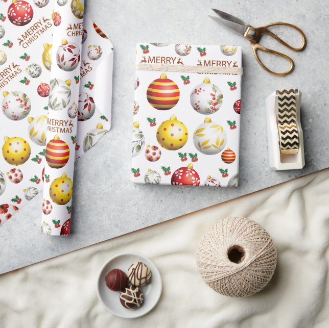 Christmas-Ball-Ornament Pattern Wrapping Paper (Crafts)