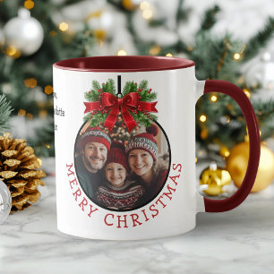 Christmas Ball Ornament Photo White Mug