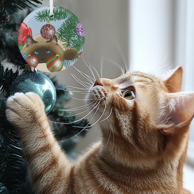 Christmas Ball Ornament Siamese Cat Funny (Creator Uploaded)