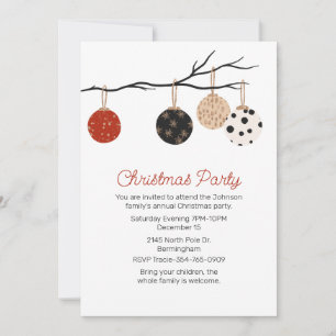 Christmas Ball Ornaments Christmas Party Invitation