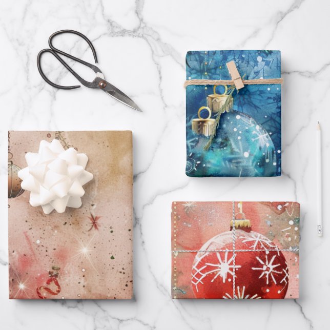 Christmas ball pattern wrapping paper sheet (Front)