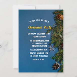 Christmas Ball,Pine Trees,Snowflake Christmas  Invitation