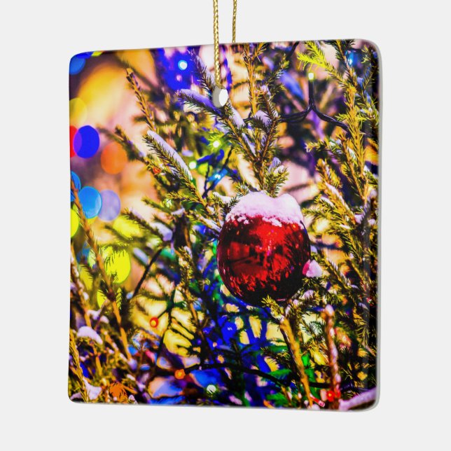 Christmas Ball Red Ceramic Tree Decoration (Left)