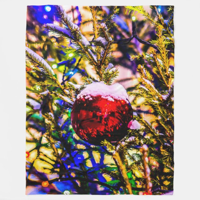 Christmas Ball Red Fleece Blanket (Front)