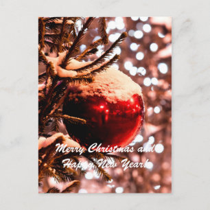 Christmas Ball Red Light Holiday Postcard