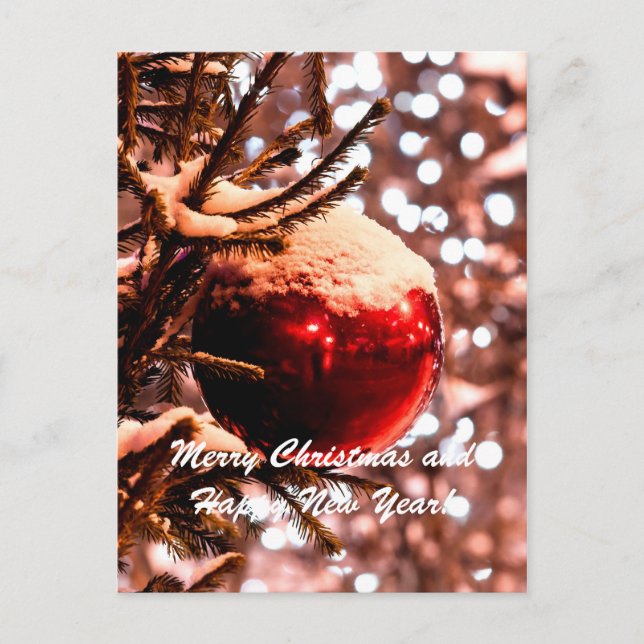 Christmas Ball Red Light Holiday Postcard (Front)