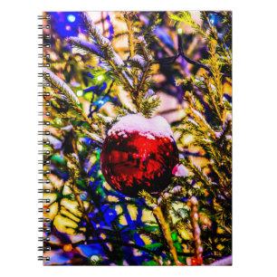Christmas Ball Red Spiral Notebook
