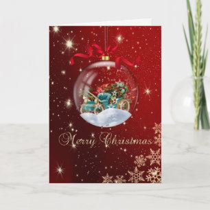 Christmas Ball Retro Car Snowflakes Holiday Card