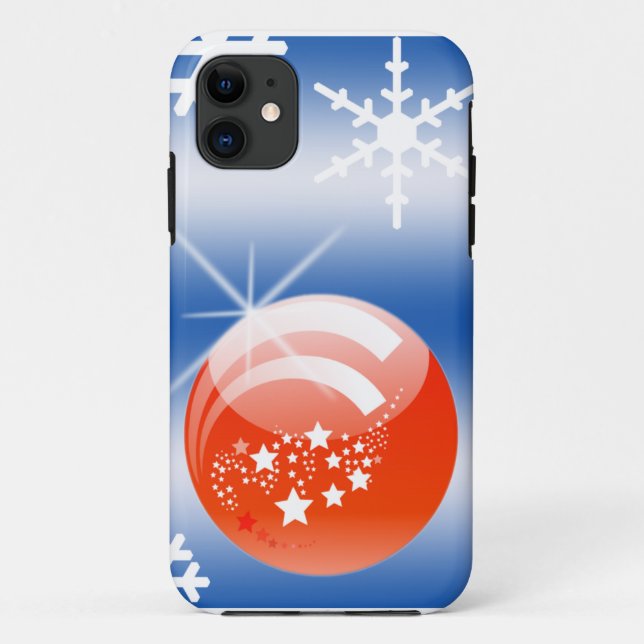 Christmas ball Snowflake blue white red Case-Mate iPhone Case (Back)