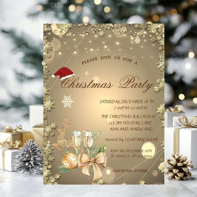 Christmas Ball,Stars,Reindeer Christmas Company  Invitation (Creator Uploaded)