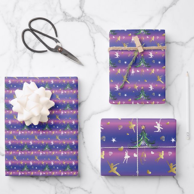 Christmas Ballerina - Ballet Dancer Wrapping Paper Sheet (Front)