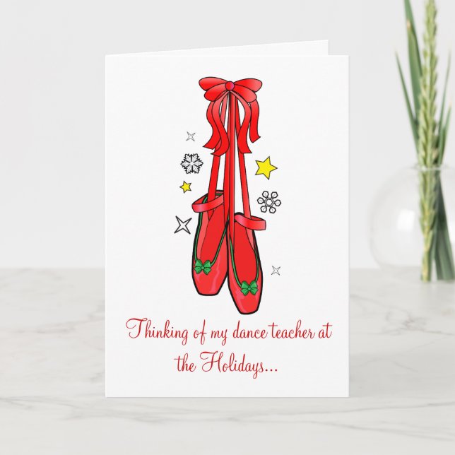 Christmas Ballet Shoes Dance Teacher Card (Front)
